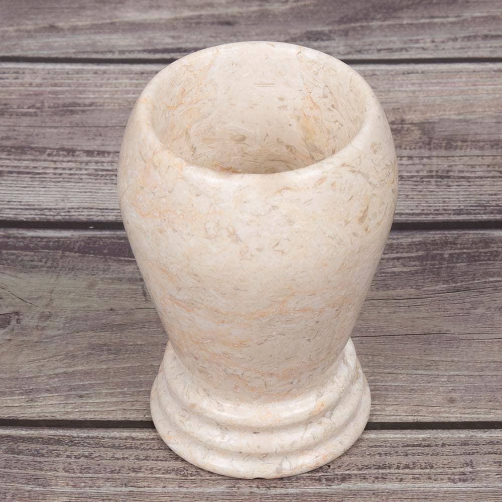 Creative Home Natural Champagne Marble Aladdin Collection Tumbler, Toothbrush, Makeup Brush Holder, Bathroom Countertop Organizer (2)
