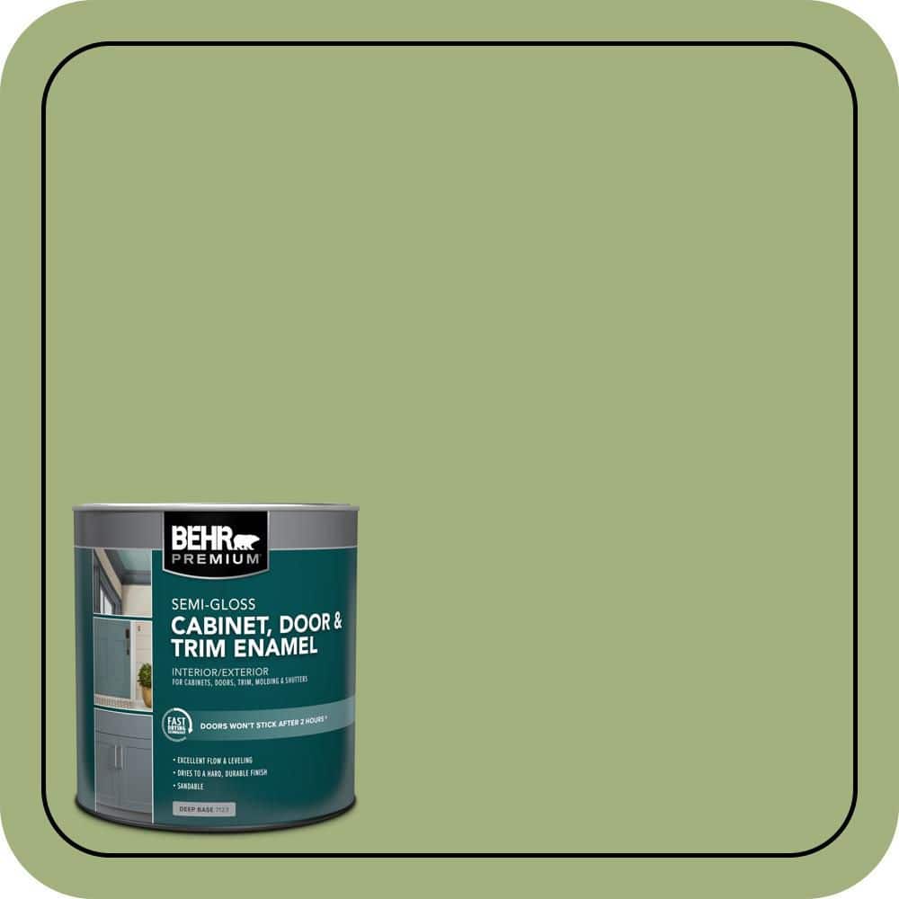 BEHR PREMIUM 1 qt. #AE-34 Meadow Green Semi-Gloss Enamel Interior/Exterior Cabinet, Door & Trim Paint (1)