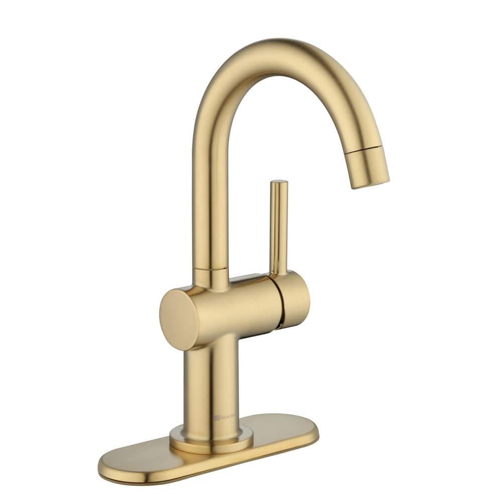 Glacier Bay Dorind Single-Handle Single Hole High-Arc Bathroom Faucet In Brushed Gold (2)