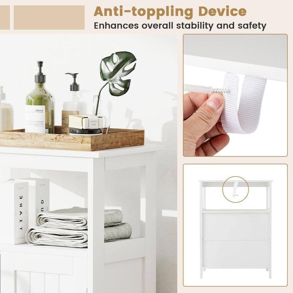Volenca 24 in. W x 12 in. D x 32 in. H White Freestanding Bathroom Linen Cabinet with Open Compartment (3)