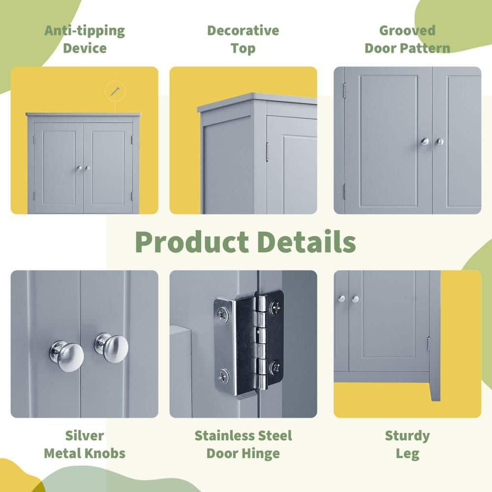 Unbranded 23.6 in. D 11.8 in. W 43.30 in. H Linen Cabinet with 4 Doors and Adjustable Shelves (4)