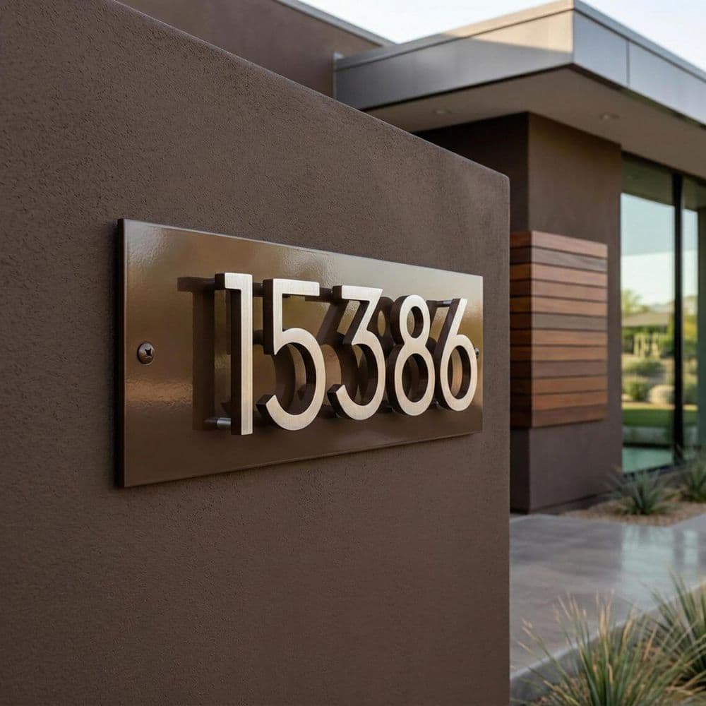 Montague Metal Products Horizontal Floating Modern Address Plaque (4 in. Numbers-5 Characters)-Black/Brushed Aluminum (2)