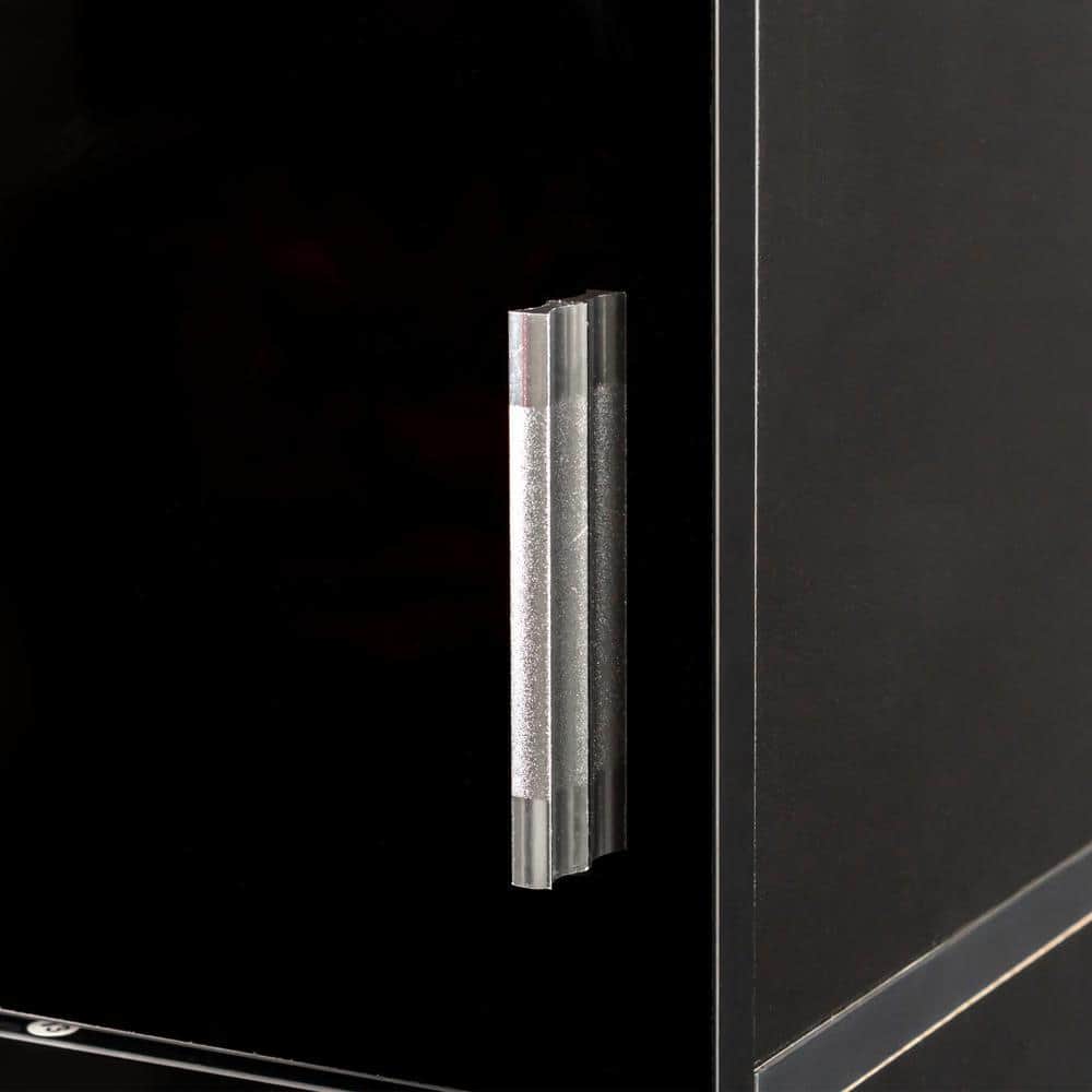 Unbranded 13.78 in. W x 11.5 in. D x 74.8 in. H Bathroom Black Linen Cabinet (3)
