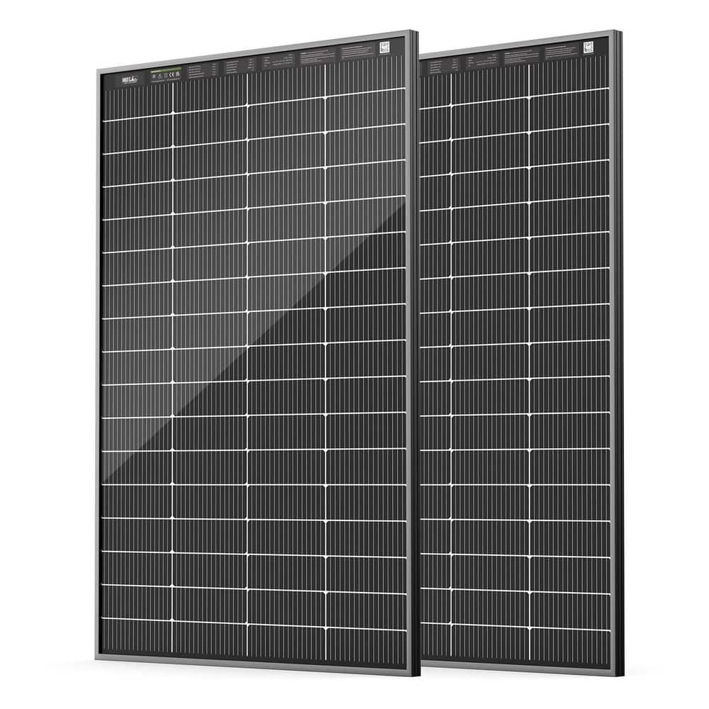 HQST 2-Piece Bifacial 200-Watt N-Type 16BB Monocrystalline Solar Panel 400-Watt Compact Lightweight Backup Power for RV Cabin
