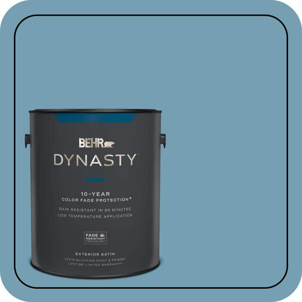 BEHR DYNASTY 1 gal. #S480-4 Saga Blue Satin Enamel Exterior Stain-Blocking Paint & Primer