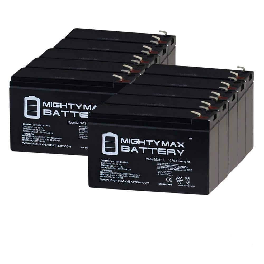 MIGHTY MAX BATTERY 12-Volt 9Ah SLA Replacement Battery for Generac XP8000E Generator-10Pack