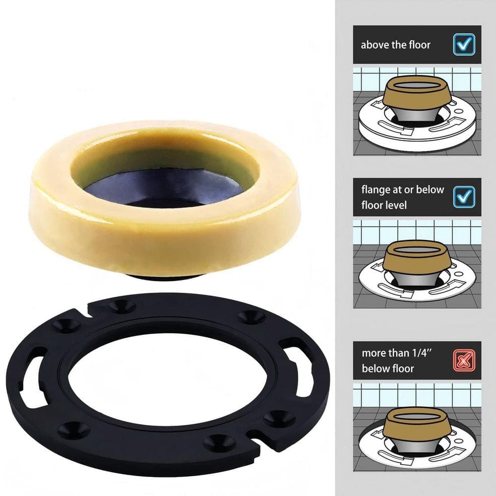 Helhom Toilet Flange with Wax Ring for Toilets, Replacement Kit Includes Bolts, PVC Toilet Flange Repair Kit (2)