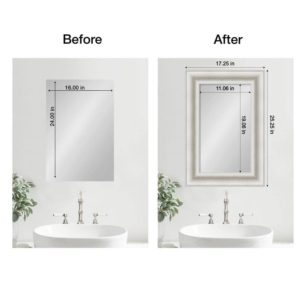 Amanti Art Mirror Makeover Parlor White 17.25 in. W x 25.25 in. H Bathroom Mirror Frame Border Kit-Fits a 16 x 24 Mirror (2)