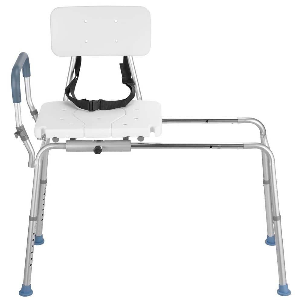 SKYSHALO 22 in. W Freestanding Sliding Tub Transfer Bench w/Arms and Backrest in White 400 lbs. Capacity for Seniors and Disabled (1)