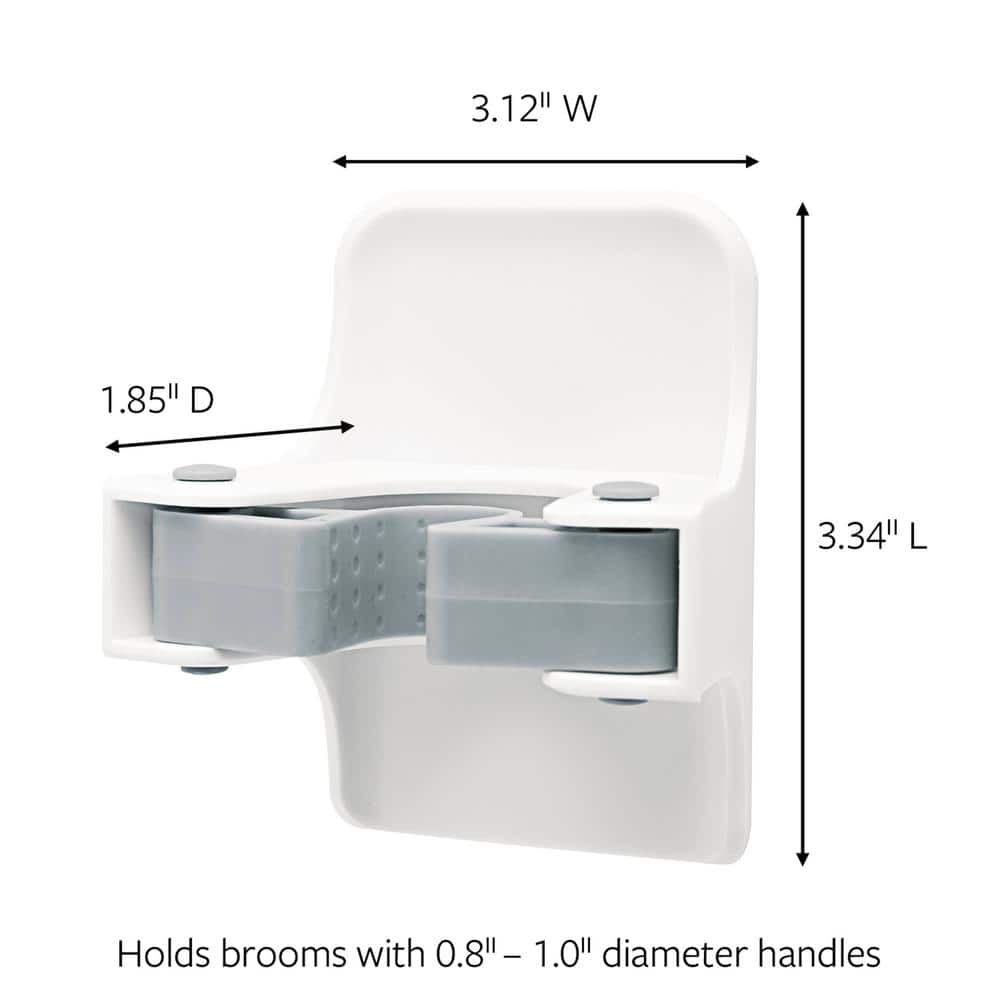 Command Broom and Mop Grippers Wall Hook, White, Damage Free Organizing, 2-Hangers (2)