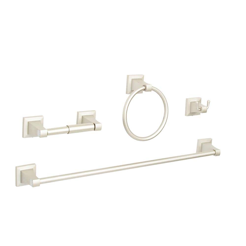 Kenney Fast Fit Easy Install 4-Piece Bath Hardware Set with 24 in. Towel Bar, Toilet Paper Holder, Towel Ring and Towel Hook