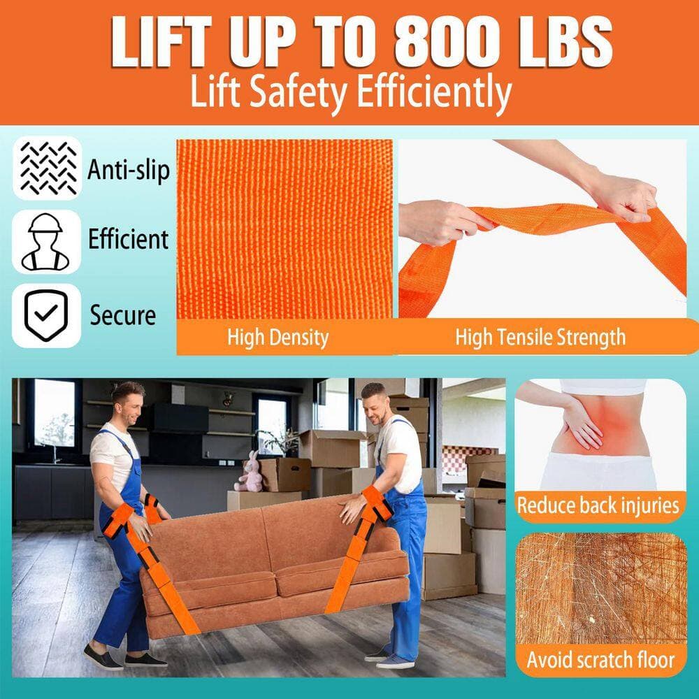 OGETFUUR 2-Person Moving Straps, Lifting and Moving System with Cotton Gloves, Lifting Wrist Straps for Moving Appliances (2)