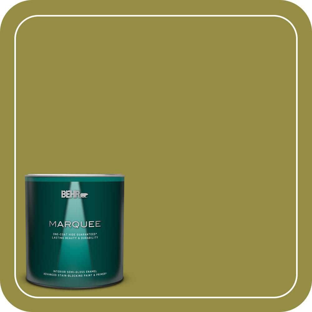 BEHR MARQUEE 1 qt. #PPU9-03 Retro Avocado Semi-Gloss Enamel Interior Paint & Primer