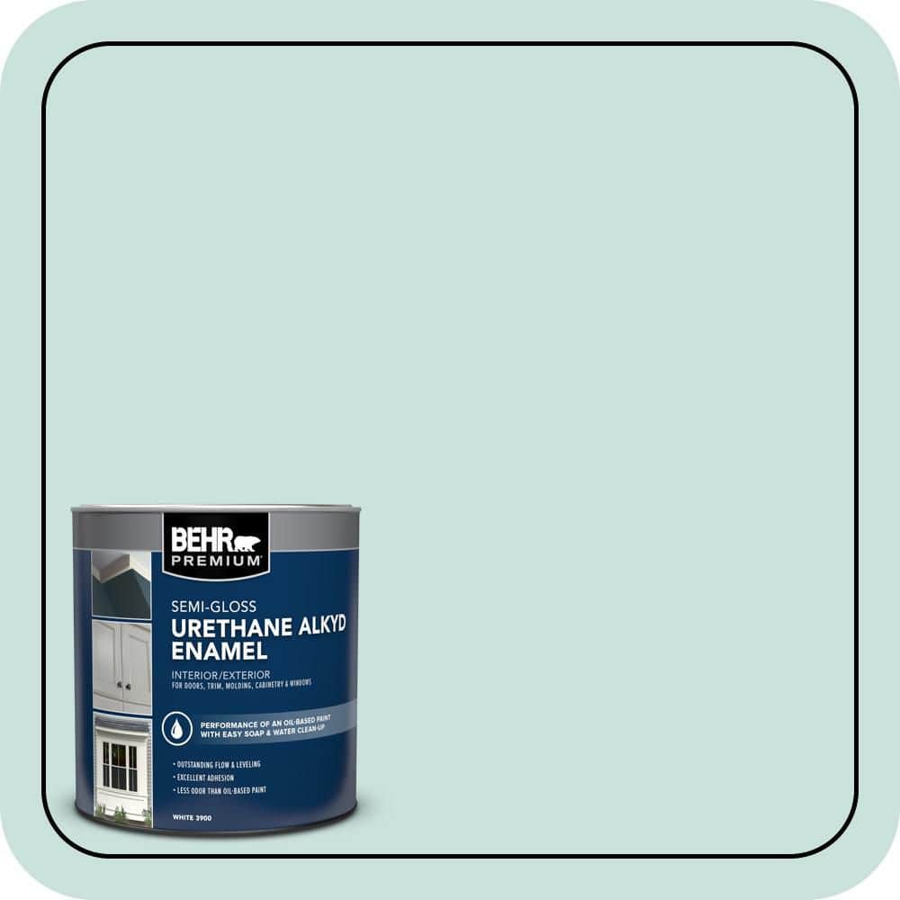 BEHR PREMIUM 1 qt. #M440-1 Rio Sky Semi-Gloss Enamel Urethane Alkyd Interior/Exterior Paint (1)