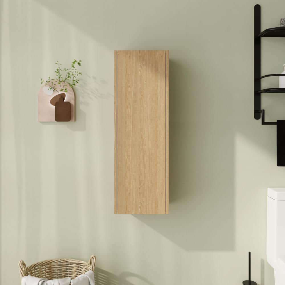 Malwee 12 in. Unassembled Plywood Bathroom Storage Wall Cabinet in Light Oak (1)