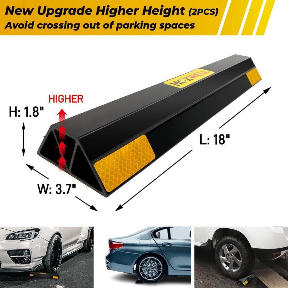 Angel Sar 18" x 3.7" x 1.8" 2 Pcs Heavy Duty Parking Stopper, Easy to Install Parking Aid for Garage (2)