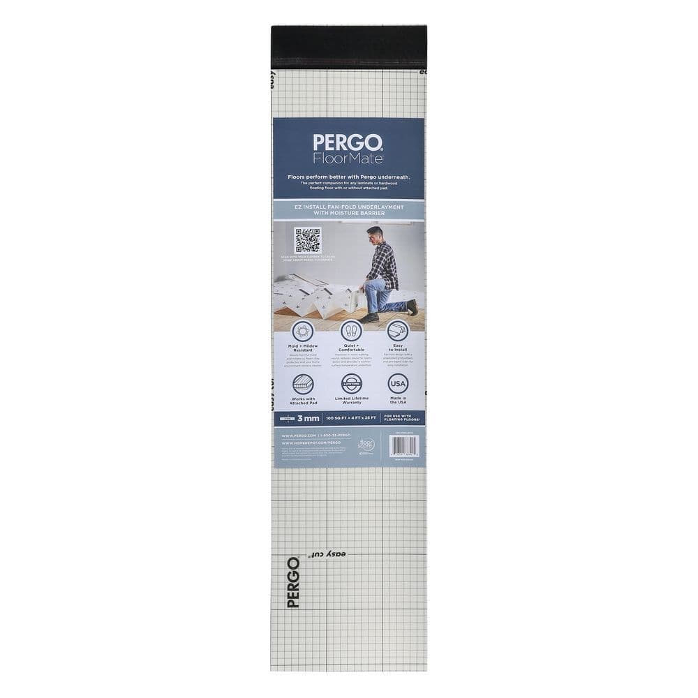 Pergo FloorMate 100 sq. ft. 4 ft. x 25 ft. x 118.11 mm T Premium Foam Underlayment for Laminate, Engineered Hardwood (2)