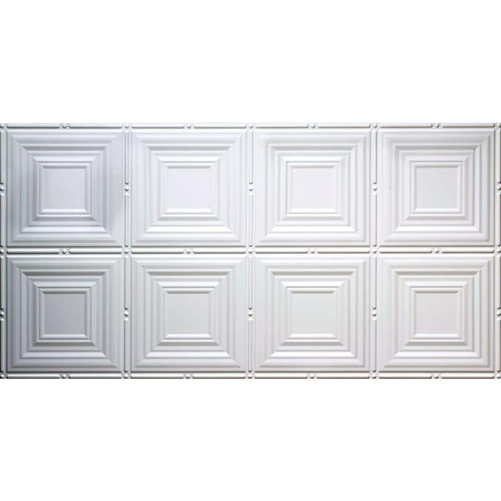 Global Specialty Products Dimensions 2 ft. x 4 ft. Glue Up Tin Ceiling Tile in Matte White