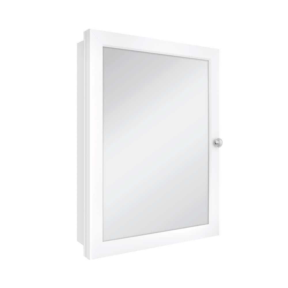 Glacier Bay 20 in. W x 26 in. H Rectangular Framed Recessed or Surface-Mount Bathroom Medicine Cabinet with Mirror, White (2)