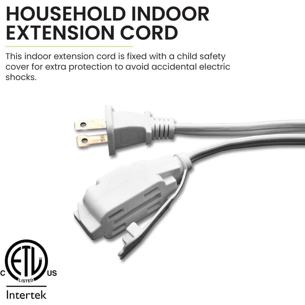 GoGreen Power 15 ft. 16/2 Indoor Household Extension Cord 3-Outlet White (5-Pack) (3)