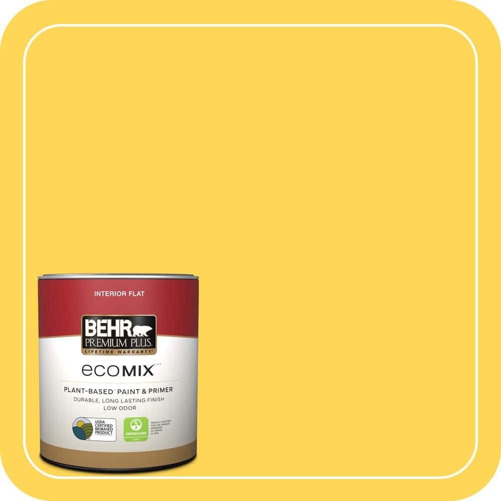 BEHR PREMIUM PLUS 1 qt. #P300-6 Buzz-in Flat EcoMix Plant-Based Interior Paint & Primer