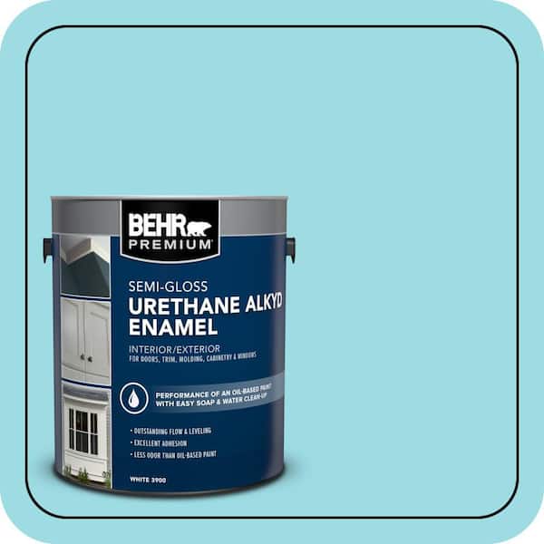 BEHR PREMIUM 1 gal. #P470-2 Serene Thought Urethane Alkyd Semi-Gloss Enamel Interior/Exterior Paint (2)