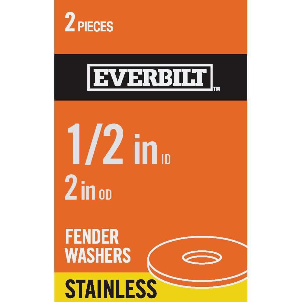 Everbilt 1/2 in. x 2 in. Metallic Stainless Steel Fender Washer (2 Per Pack)