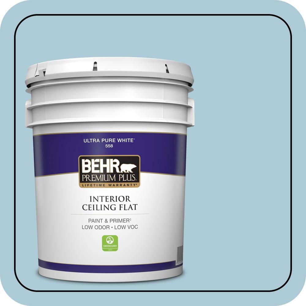 BEHR PREMIUM PLUS 5 gal. #S480-2 Sea Wind Ceiling Flat Interior Paint & Primer (1)