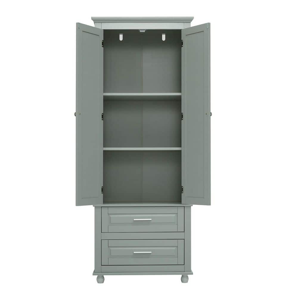 Qualler 24 in. W 15.7 in. D 62.5 in. H Wood Freestanding Linen Cabinet with 2-Drawers (4)