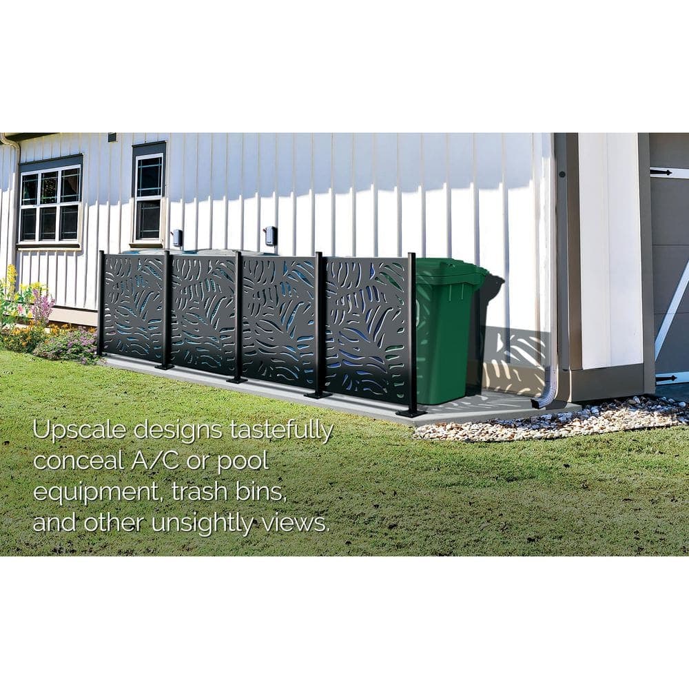 OUTDECO Oasis 3 ft. x 4 ft. Decorative Privacy Panel in Black Powder-Coated Steel with Screws (3)