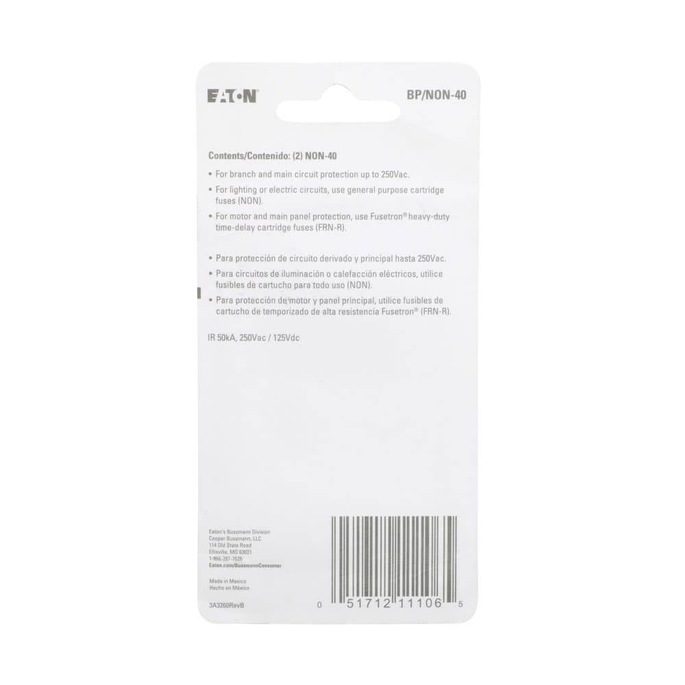 Cooper Bussmann 40 Amp Brass Cartridge Fuses (2-Pack) (2)
