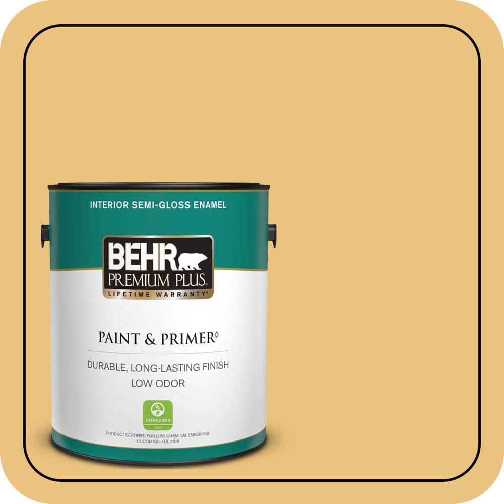 BEHR PREMIUM PLUS 1 gal. #350D-4 Wild Bamboo Semi-Gloss Enamel Low Odor Interior Paint & Primer