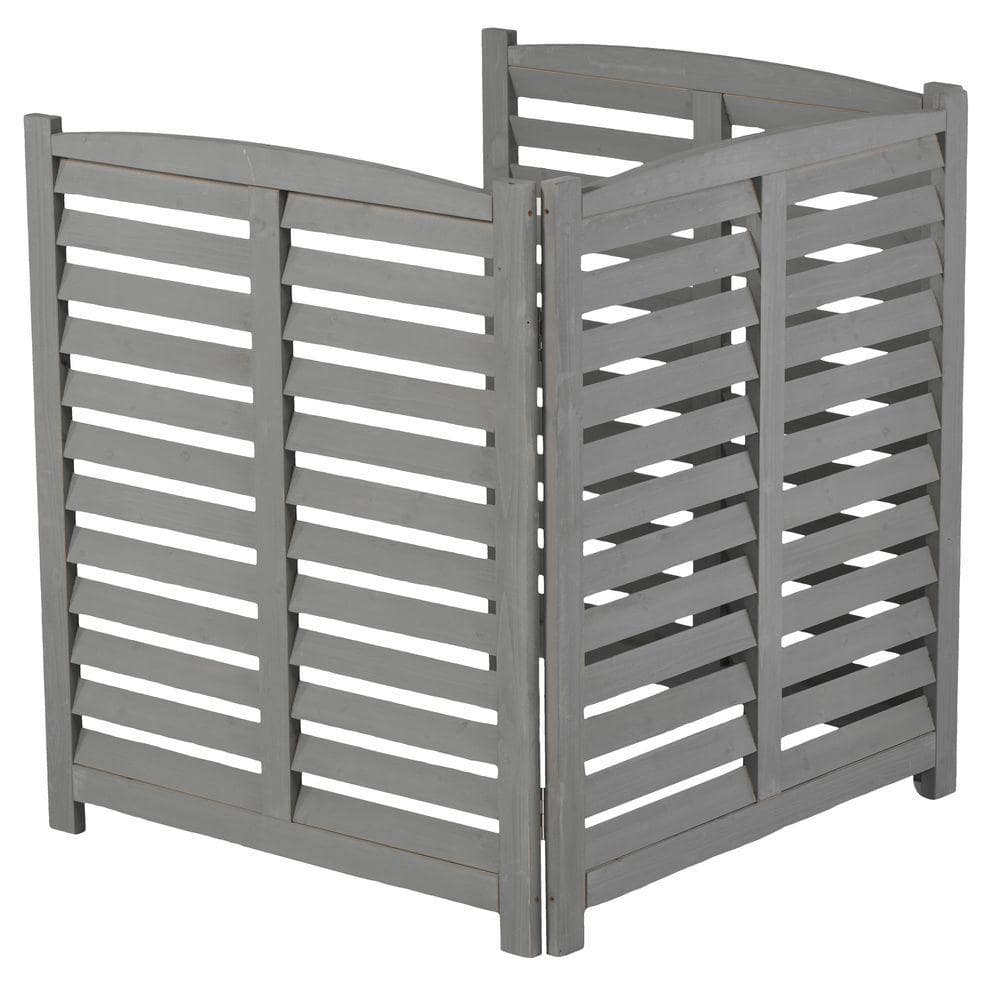 Tenleaf Outdoor Gray Air Conditioner Fence Screen, Wood Privacy Fence 3 Panels (1)