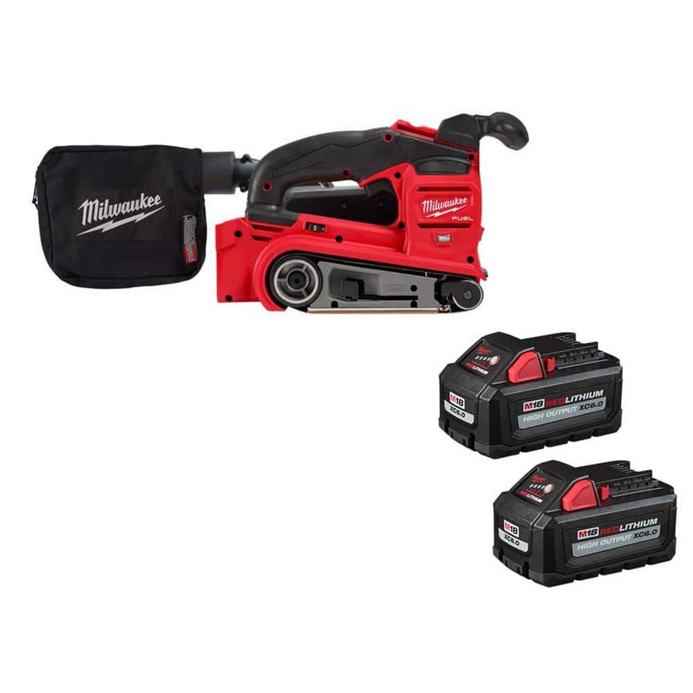 Milwaukee M18 FUEL 18V Lith-Ion Cordless Belt Sander w/ (2) High Output 6.0 Ah Battery Pack