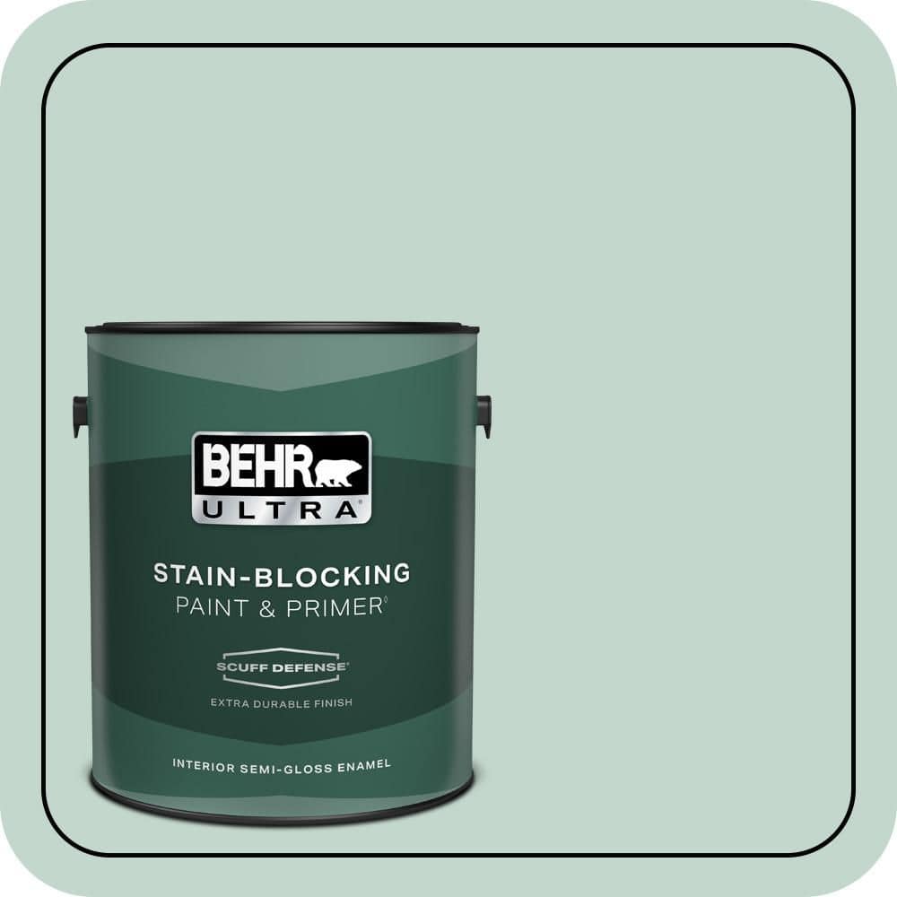 BEHR ULTRA 1 gal. #470E-3 Aqua Smoke Extra Durable Semi-Gloss Enamel Interior Paint & Primer (1)