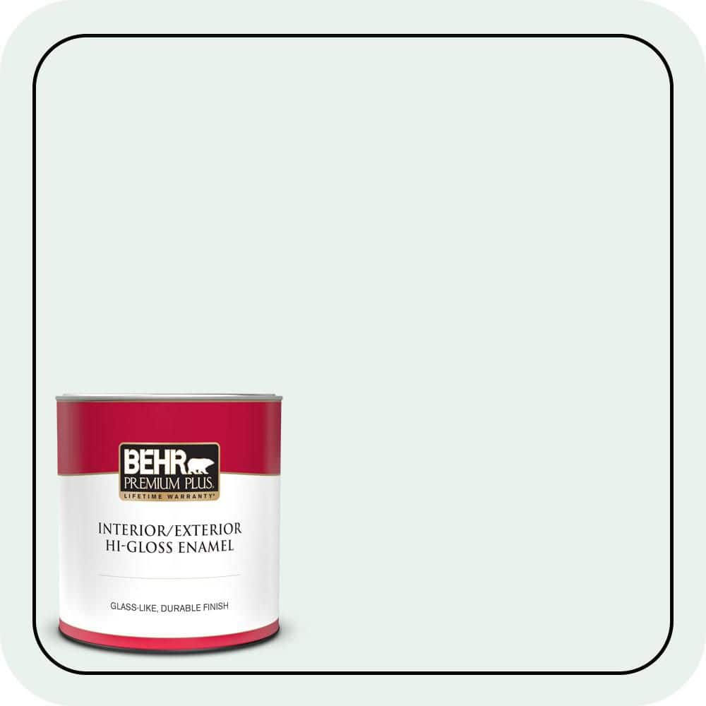 BEHR PREMIUM PLUS 1 qt. #W-B-520 Glacial Tint Hi-Gloss Enamel Interior/Exterior Paint & Primer (1)