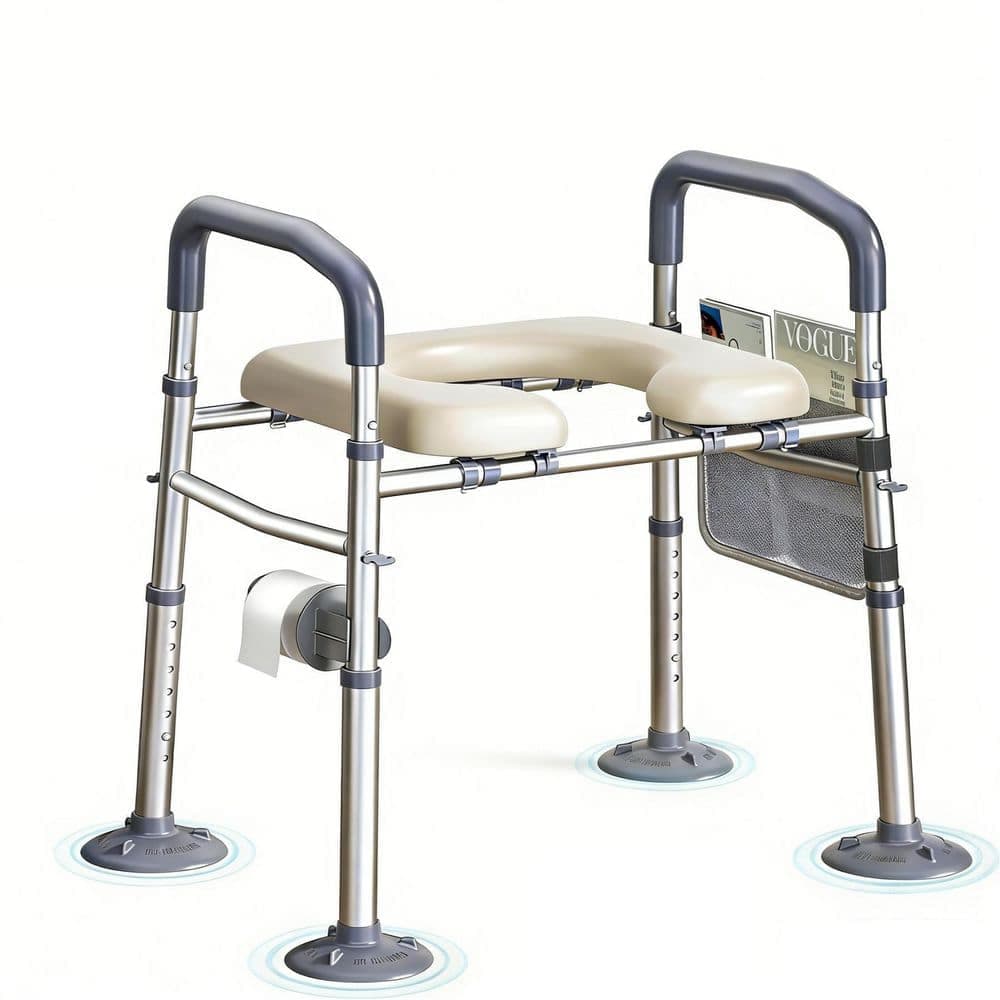 Wudkey Elevated Toilet Seat with Handles for Elderly, Pregnant, Handicap, Width & Height Adjustable, Heavy Duty, Fit Any Toilet (1)