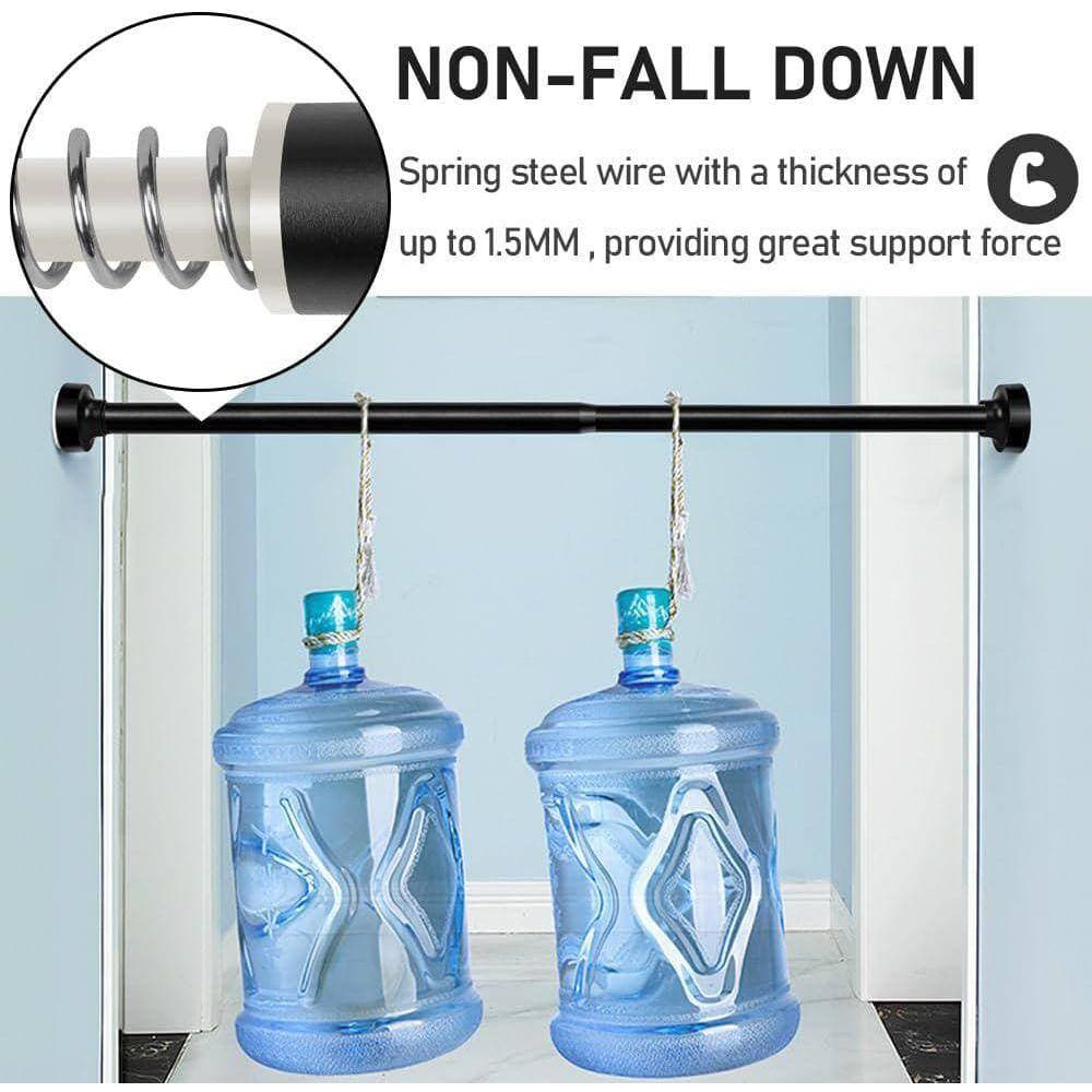 Unbranded 1-Pack Adjustable Spring Tension, 2.8 in. W x 17.50 in. L, Matte Black, No Drilling, Anti-Slip, Shower Curtain Liner (2)