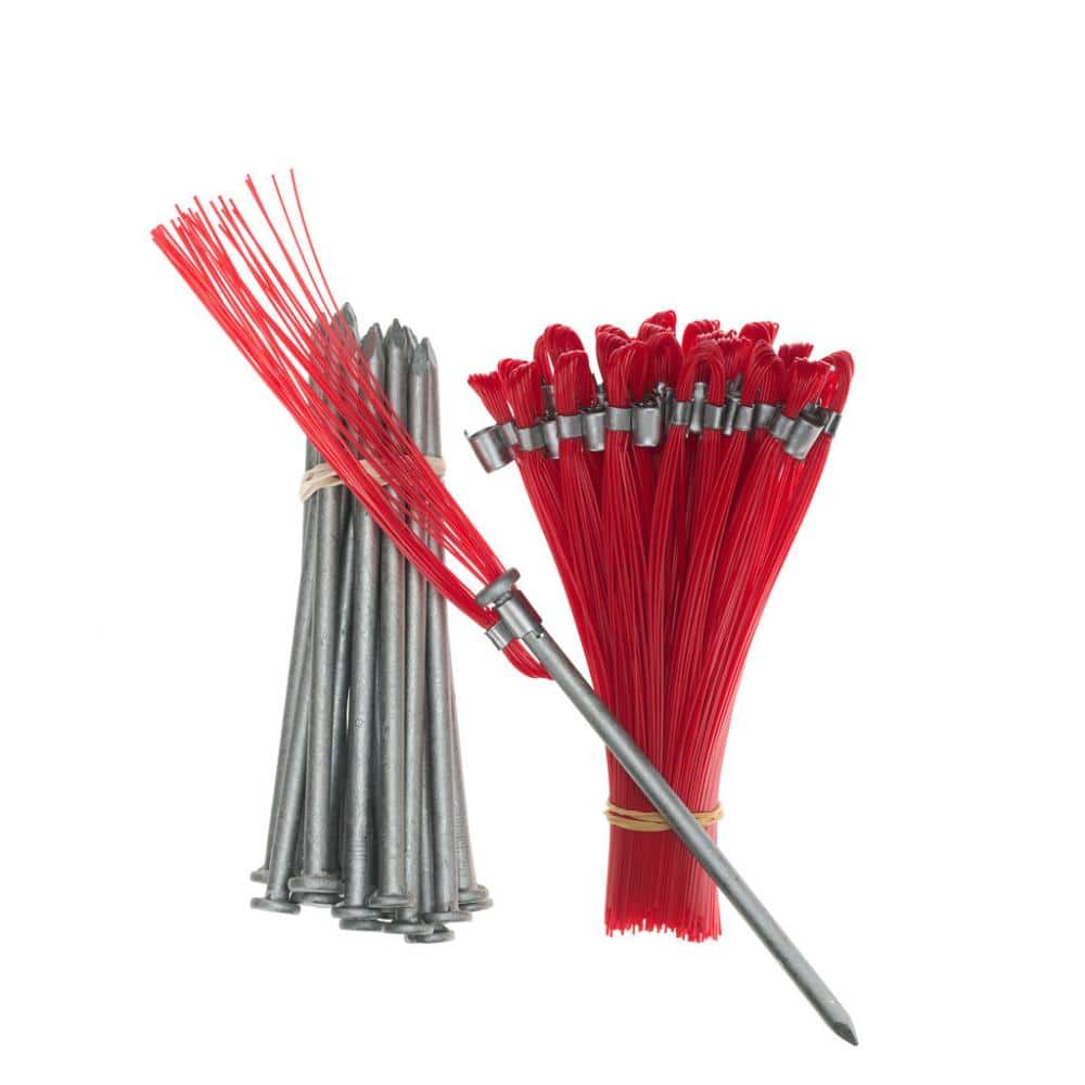 Trail Chasers 6 in. Red Survey Markers – Whiskers with Steel Nails (25-Pack)