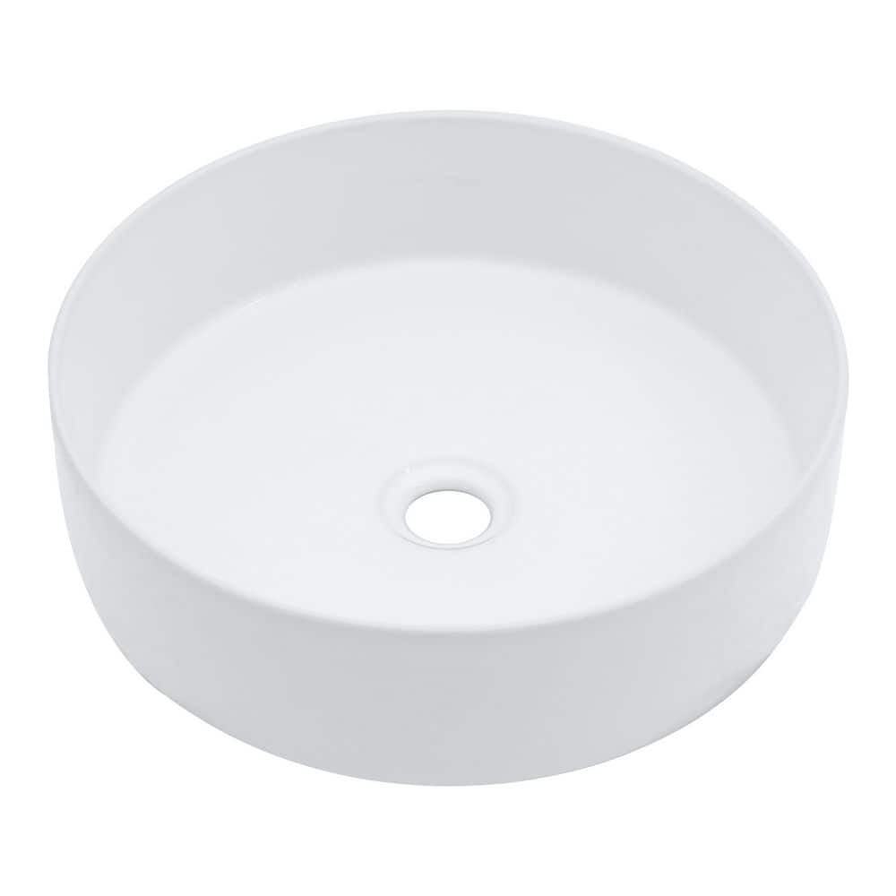 Kichae 16 in. Round Drop-In Ceramic Bathroom Sink in White