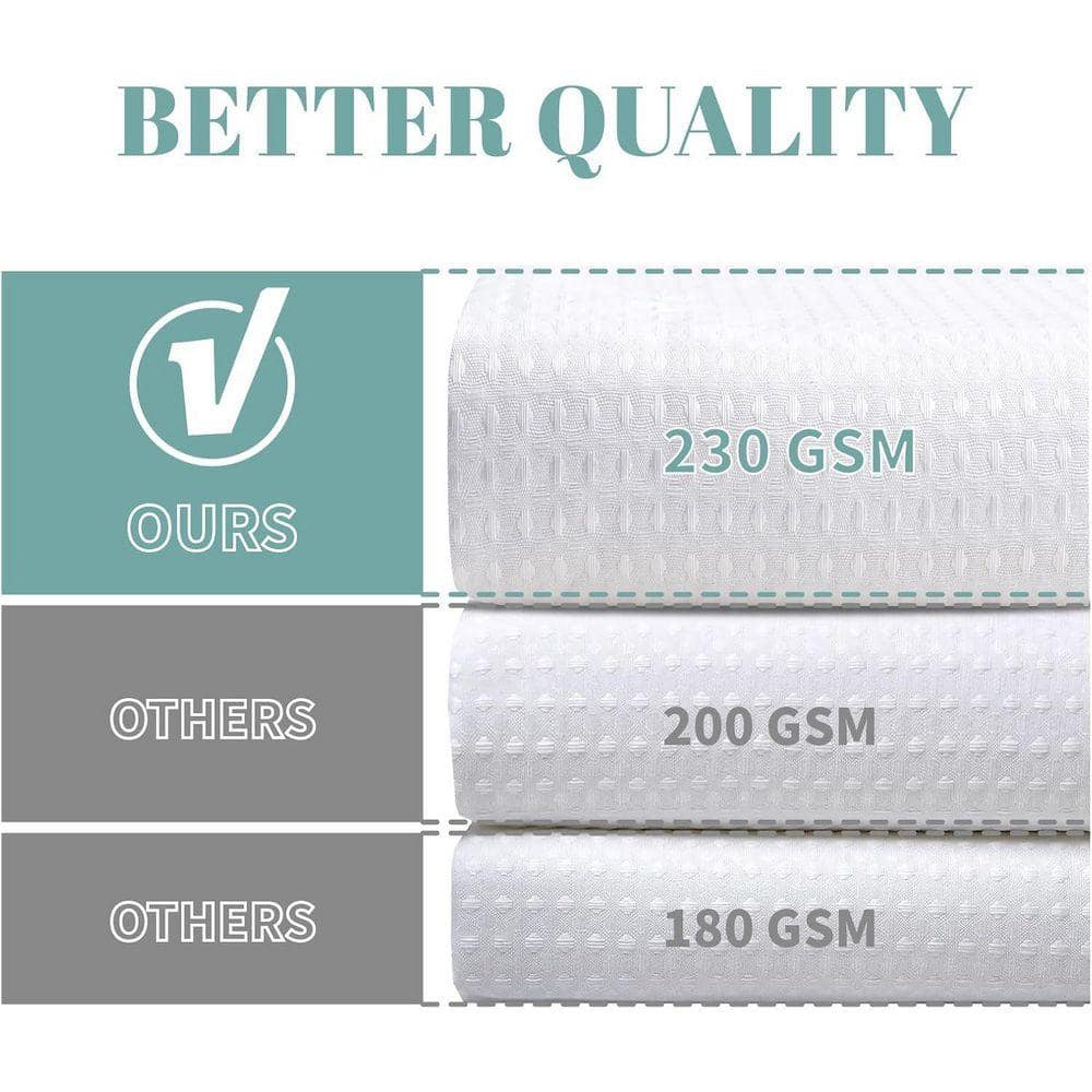 JFVKAF Waffle Weave Shower Curtain Set 71 x 74 No Hook Fabric with Snap in Liner Waterproof White (3)