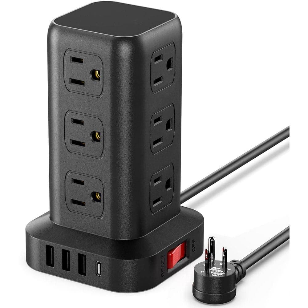 Lukyamzn Power Strip Tower 6.5 ft. 12-Outlet 3-Ports 1-Ports Surge Protector with Overload Protection for Home Office (1)