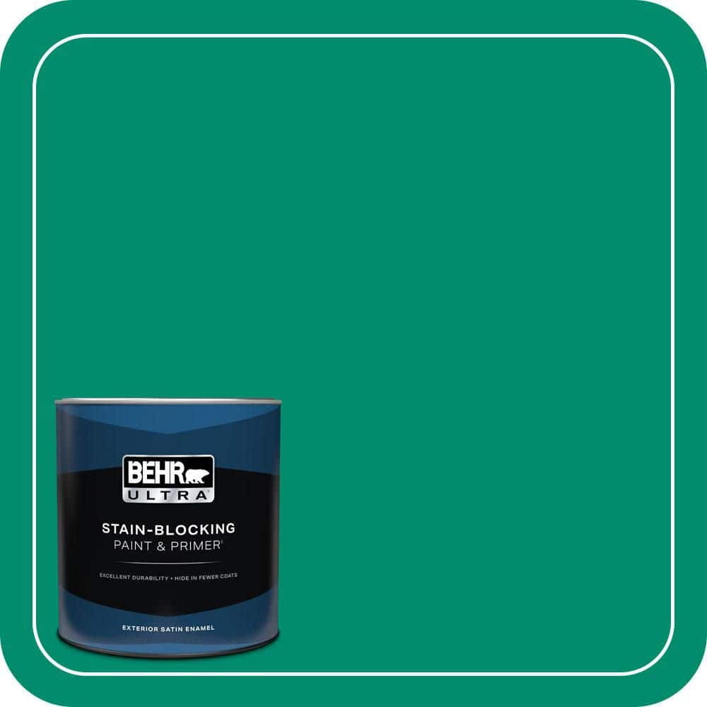 BEHR ULTRA 1 qt. #S-G-470 Festive Green Satin Enamel Exterior Paint & Primer