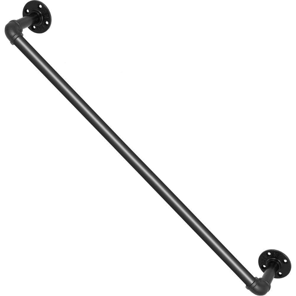 SVOPES Wall Mount Pipe Stair Handrail, 3 ft. Staircase Handrail, 35.43 in. H x 3.74 in. W, Black Carbon Steel Stair Railing Kit (1)