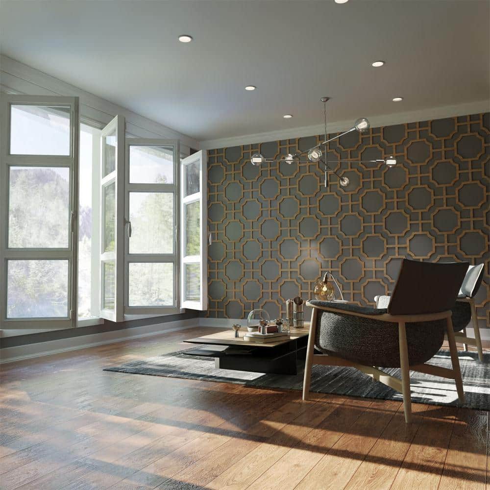 Ekena Millwork 19-7/8" x 11-3/8" x 1/4" Small Bradley Decorative Fretwork Wood Wall Panels, Hickory (50-Pack) (1)