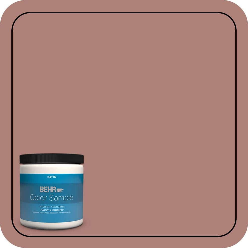BEHR PREMIUM PLUS 8 oz. #S170-5 Smoke Bush Rose Satin Enamel Interior/Exterior Paint & Primer Color Sample