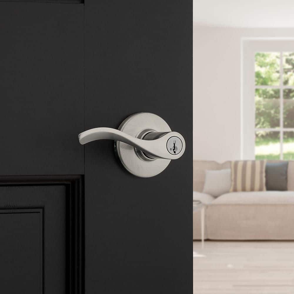 Kwikset Balboa Satin Nickel Keyed Entry Door Handle featuring SmartKey Security and Microban Technology (3)
