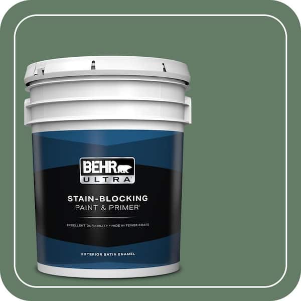 BEHR ULTRA 5 gal. #S410-6 Greener Pastures Satin Enamel Exterior Paint & Primer (2)