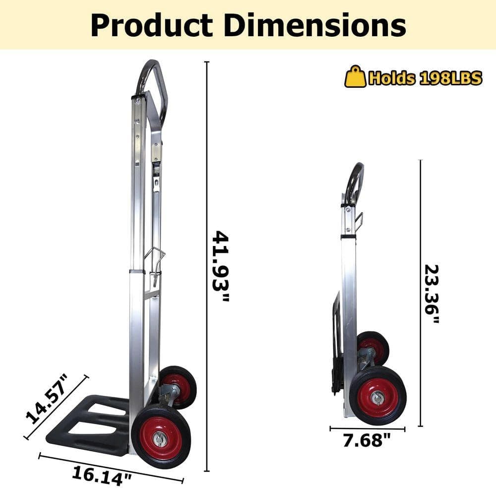 Cesicia 200 LBS Heavy Duty Folding Hand Truck Dolly Cart with Wheels (2)