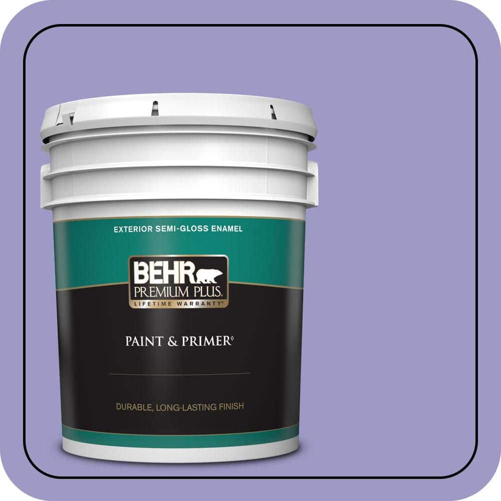 BEHR PREMIUM PLUS 5 gal. #630B-5 Majestic Violet Semi-Gloss Enamel Exterior Paint & Primer